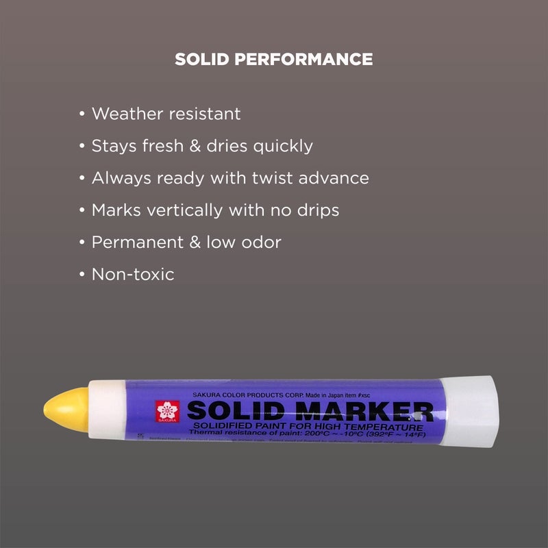 SAKURA SOLID MARKER Sakura Solid Paint Markers - Permanent Marker Paint Pens - Window, Wood, & Glass Marker - Yellow Paint - 12 Pack - Image 4