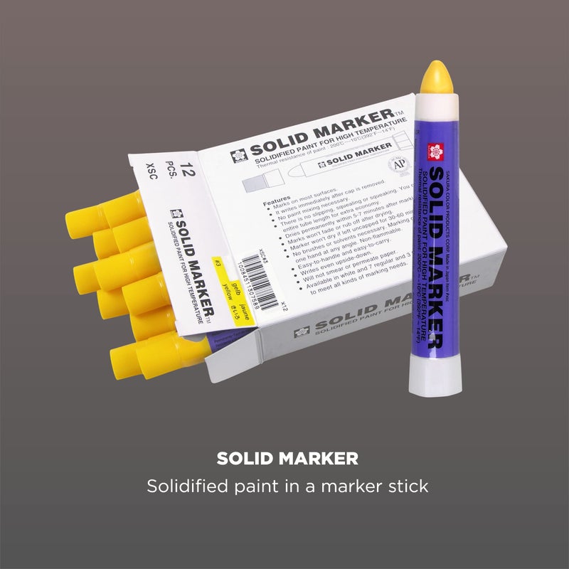 SAKURA SOLID MARKER Sakura Solid Paint Markers - Permanent Marker Paint Pens - Window, Wood, & Glass Marker - Yellow Paint - 12 Pack - Image 2
