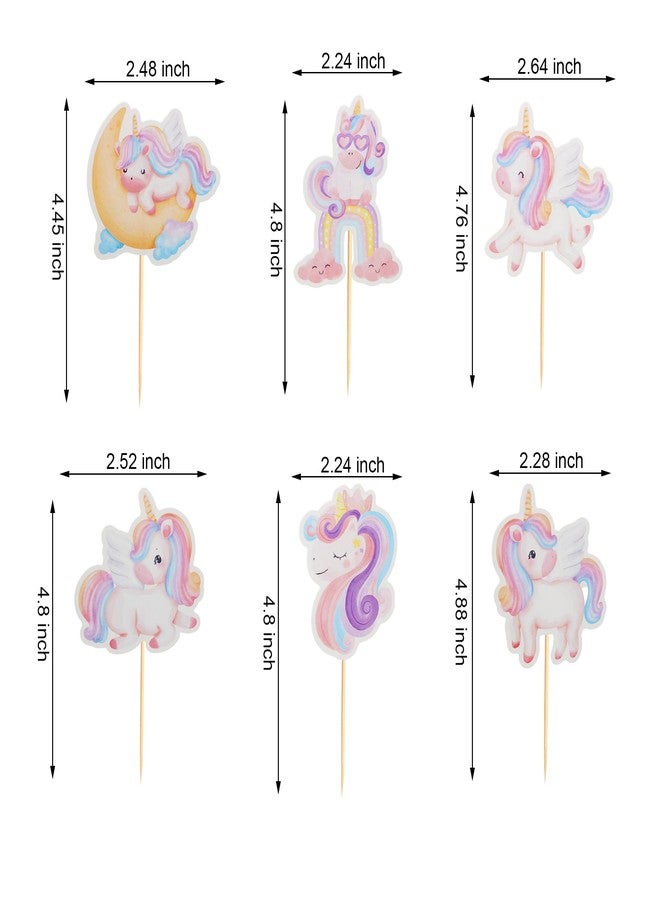 Arthsdite 24Pcs Unicorn Cupcake Toppers Rainbow Moon Cloud Birthday Party Supplies Cute Unicorn Cupcake Picks for Girls Baby Birthday Party Decorations - Image 2