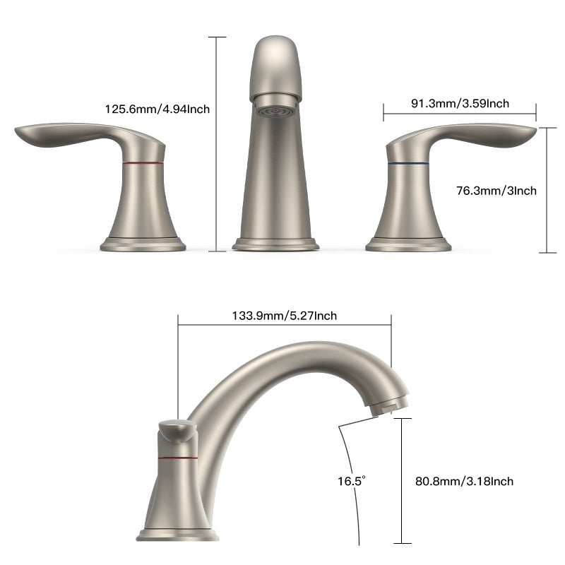 Hosslly Bathroom Sink Faucet, Faucet for Bathroom Sink, Widespread Brushed Nickel Bathroom Faucet 3 Hole with Stainless Steel Pop Up Drain and cUPC Lead-Free Hose - (Brushed Nickel 2 Packs) - Image 5