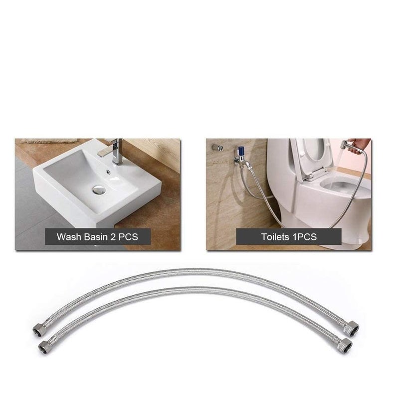 HOME13 HOME13 Premium 304 Grade Braided Stainless Steel Connection Pipe Hose Pipe for Wash Basin kitchen Sink Geyser Pack of 2 18 INCH - Image 5