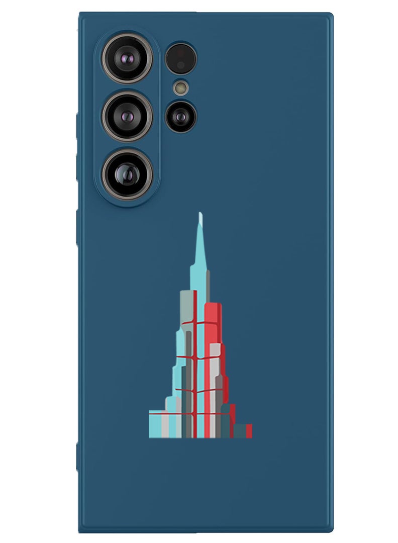 Theodor Protective Slim Fit Case Liquid Silicone Cover with Full Body Protection Anti-Scratch Shockproof Case For Samsung Galaxy S25 Ultra (Blue) - Burj Khalifa - Image 1