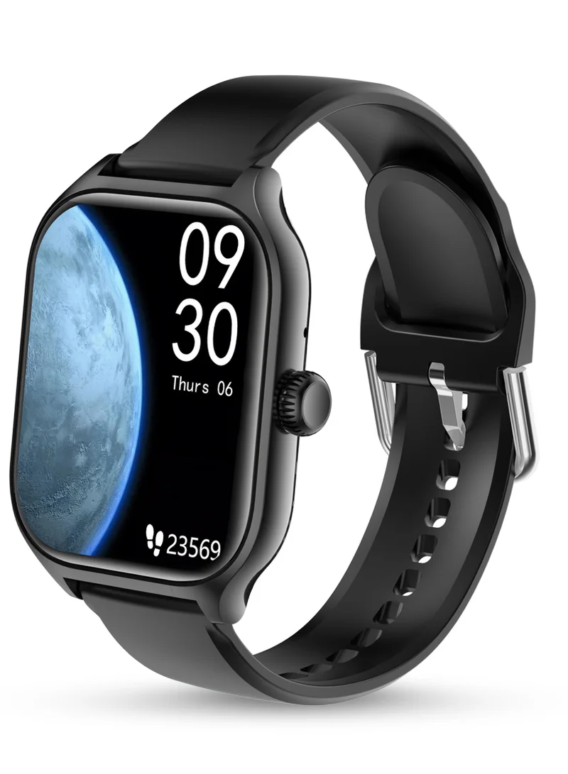 Pebble Vista 1.99" HD Infinite Display, BT Calling Smart Watch for Men & Women, Blood Oxygen Level, Heart Rate Monitoring, Multi Sports Modes, Step Pedometer, Multiple Watch faces, AI Voice, Jet Black