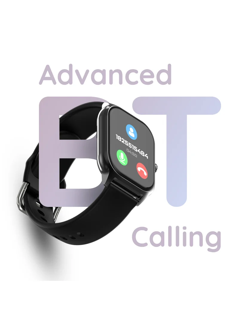Pebble Vista 1.99" HD Infinite Display, BT Calling Smart Watch for Men & Women, Blood Oxygen Level, Heart Rate Monitoring, Multi Sports Modes, Step Pedometer, Multiple Watch faces, AI Voice, Jet Black