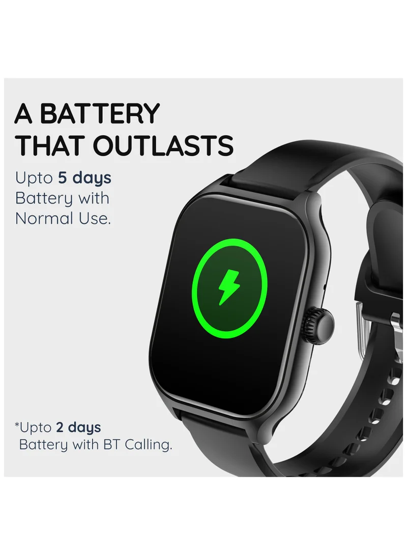 Pebble Vista 1.99" HD Infinite Display, BT Calling Smart Watch for Men & Women, Blood Oxygen Level, Heart Rate Monitoring, Multi Sports Modes, Step Pedometer, Multiple Watch faces, AI Voice, Jet Black