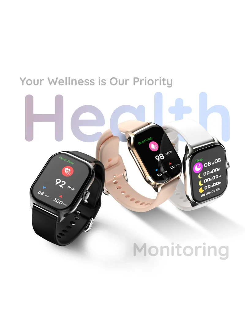 Pebble Vista 1.99" HD Infinite Display, BT Calling Smart Watch for Men & Women, Blood Oxygen Level, Heart Rate Monitoring, Multi Sports Modes, Step Pedometer, Multiple Watch faces, AI Voice, Jet Black