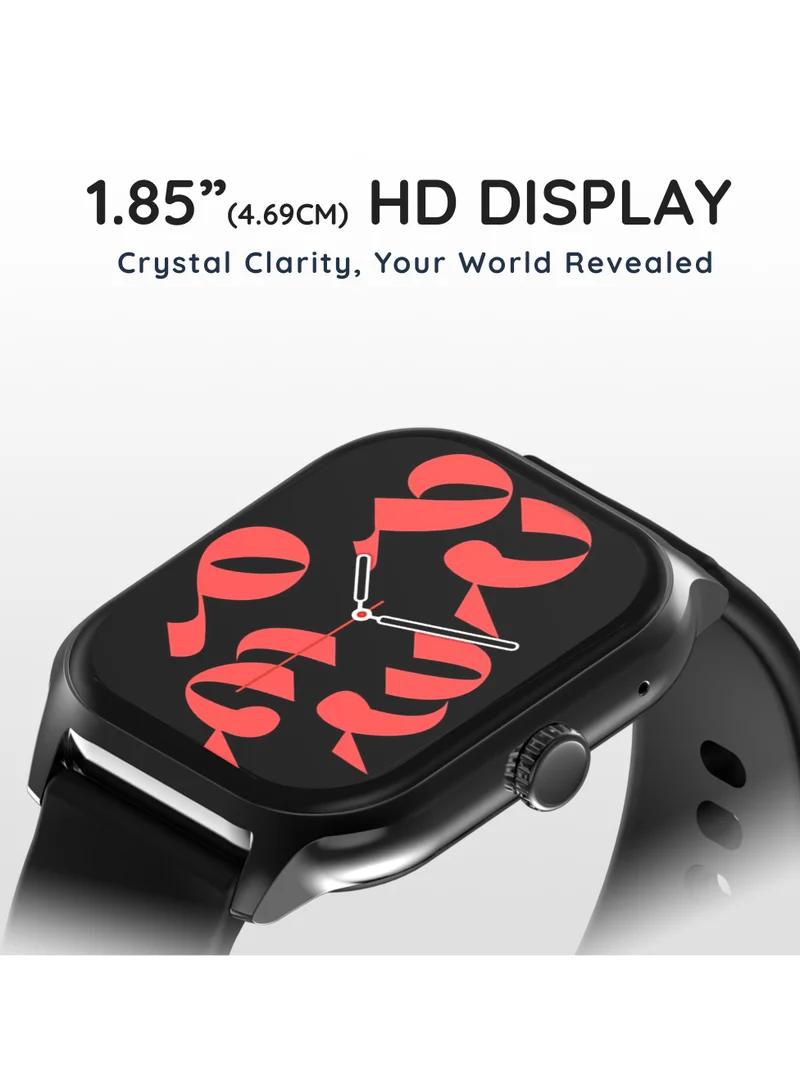 Pebble Vista 1.99" HD Infinite Display, BT Calling Smart Watch for Men & Women, Blood Oxygen Level, Heart Rate Monitoring, Multi Sports Modes, Step Pedometer, Multiple Watch faces, AI Voice, Jet Black