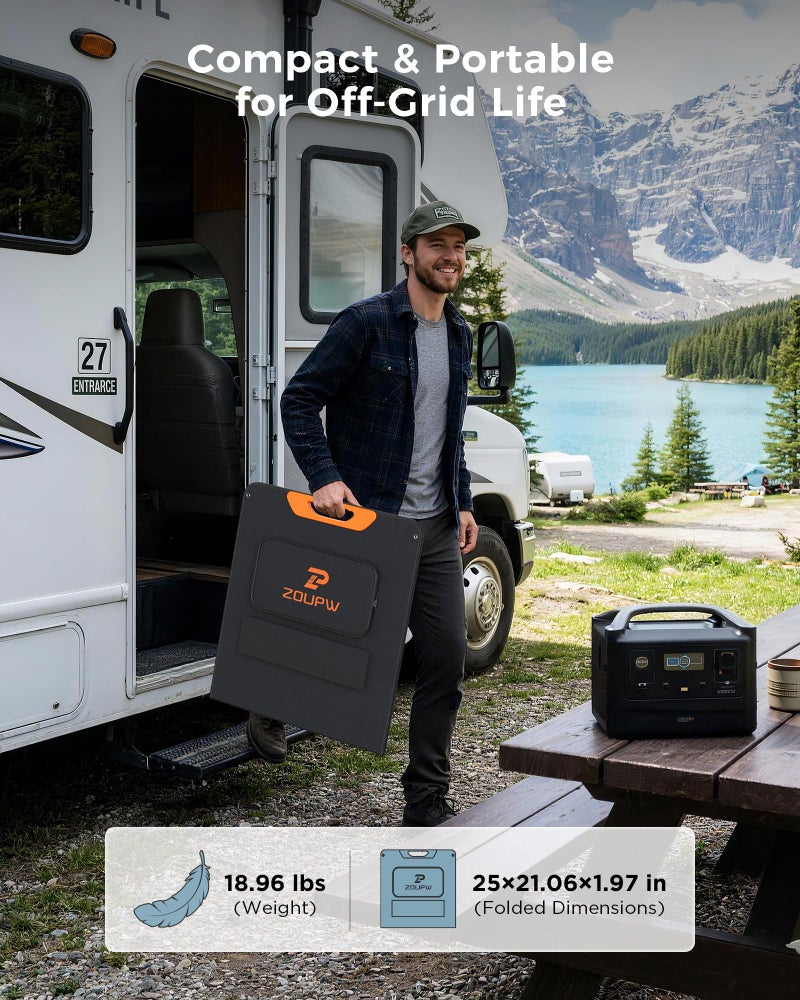 ZOUPW 200W Portable Solar Panel for Power Station,23.5% Efficiency Mono Foldable Solar Charger with 4 Kickstands for Jackery 1000 V2/Bluetti/EcoFlow/Anker,IP67 Waterproof for Camping RV Power Backup - Image 2