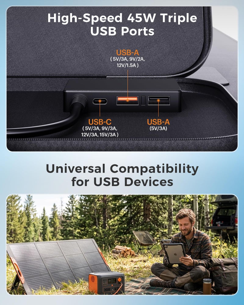 ZOUPW 200W Portable Solar Panel for Power Station,23.5% Efficiency Mono Foldable Solar Charger with 4 Kickstands for Jackery 1000 V2/Bluetti/EcoFlow/Anker,IP67 Waterproof for Camping RV Power Backup - Image 5
