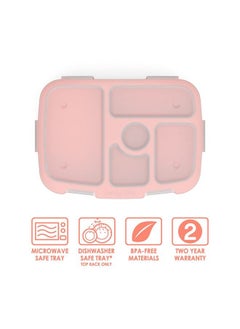 Bentgo ® Kids Tray With Transparent Cover Reusable Bpafree 5Compartment Meal Prep Container With Builtin Portion Control For Healthy Athome Meals & Onthego Lunches (Coral)  - Image 3