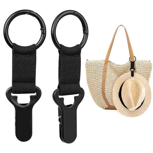 Niveaya Hat Clip for Travel on Bag - 2 Pack, Vacation Beach Cruise Essentials Accessory for Travel Handbag Backpack Luggage, Securely Hold to Keep Hat Shaped, Hands-Free, Black+Black - Image 1