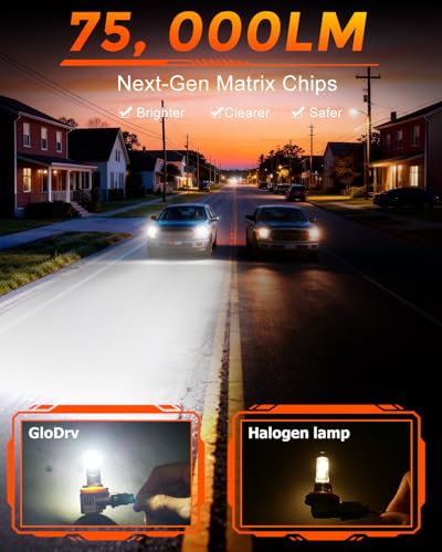 GloDrv [2026 Upgraded] H 11 LED Light Bulbs for Cars, 6500K Cool White, 75,000LM, 1:1 Halogen Beam, All-in-One Mini Design, Canbus Ready, Plug and Play, IP68 Waterproof, Fog Light, Pack of 2 - Image 2