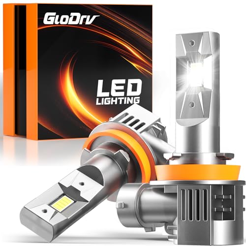 GloDrv [2026 Upgraded] H 11 LED Light Bulbs for Cars, 6500K Cool White, 75,000LM, 1:1 Halogen Beam, All-in-One Mini Design, Canbus Ready, Plug and Play, IP68 Waterproof, Fog Light, Pack of 2 - Image 1