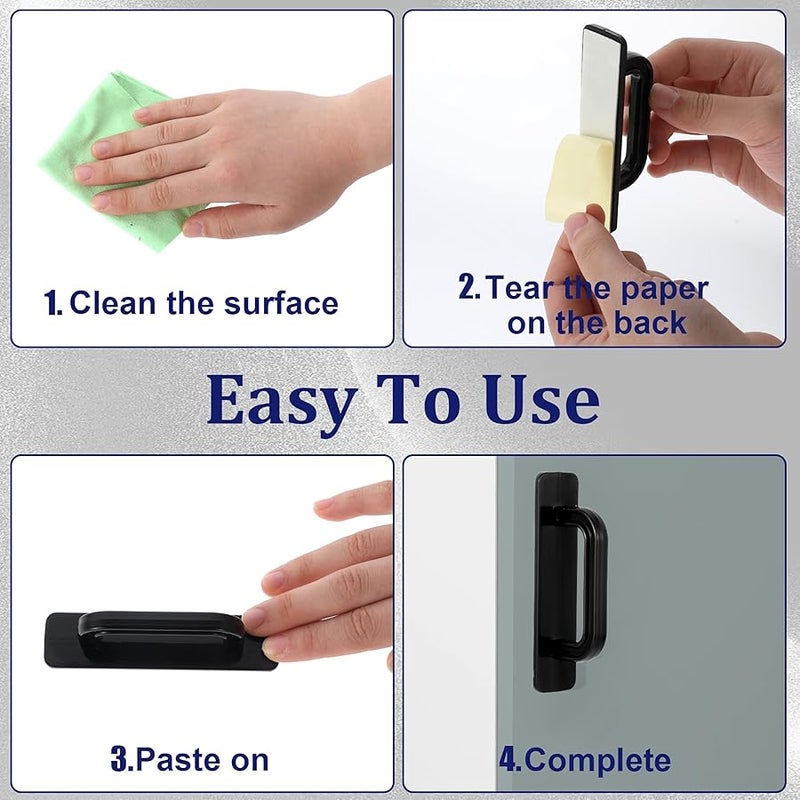 Aeaocvo 2 Pack Black Plastic Cabinet Handles, Stick On, No Drill, Modern, 10 x 2.5cm / 3.9 x 1in - Image 3