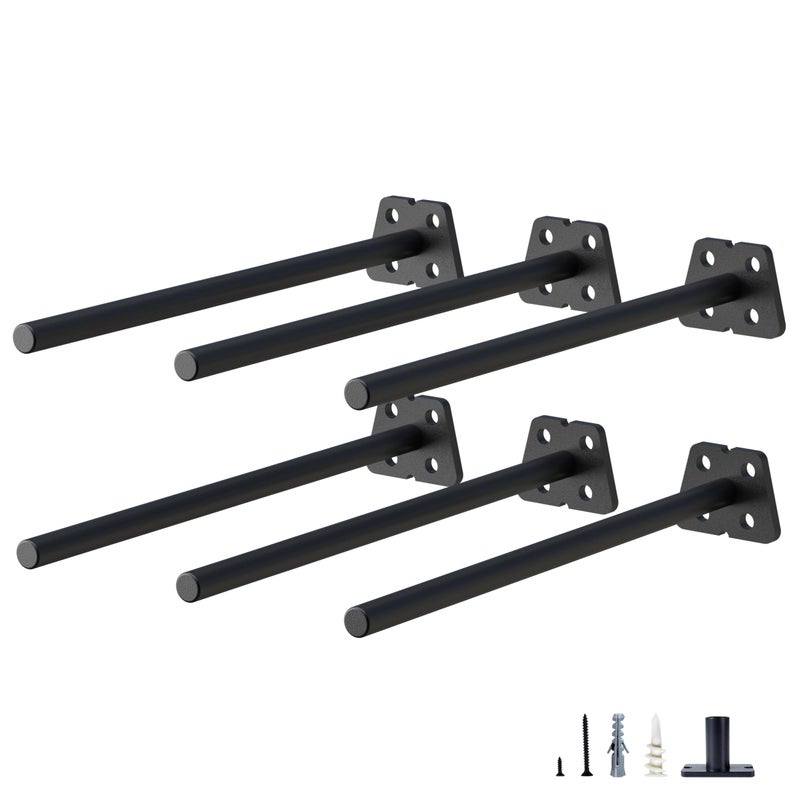 NEODROP 6Pack 10 Inch Hidden Floating Shelf Bracket Heavy Duty Blind Shelf Support Hardware Invisible Wall Brackets for Kitchen Fireplace Mantel Wood Shelves Black Powder Coated Solid Steel - Image 2