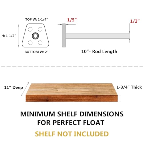 NEODROP 6Pack 10 Inch Hidden Floating Shelf Bracket Heavy Duty Blind Shelf Support Hardware Invisible Wall Brackets for Kitchen Fireplace Mantel Wood Shelves Black Powder Coated Solid Steel - Image 3
