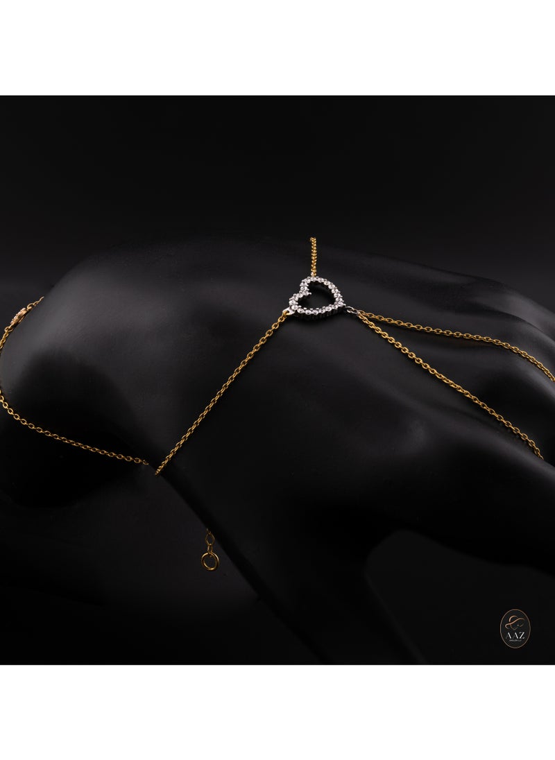 AAZ Jewellery L.L.C - Heart 22K Gold Hand Chain Bracelet - Image 1