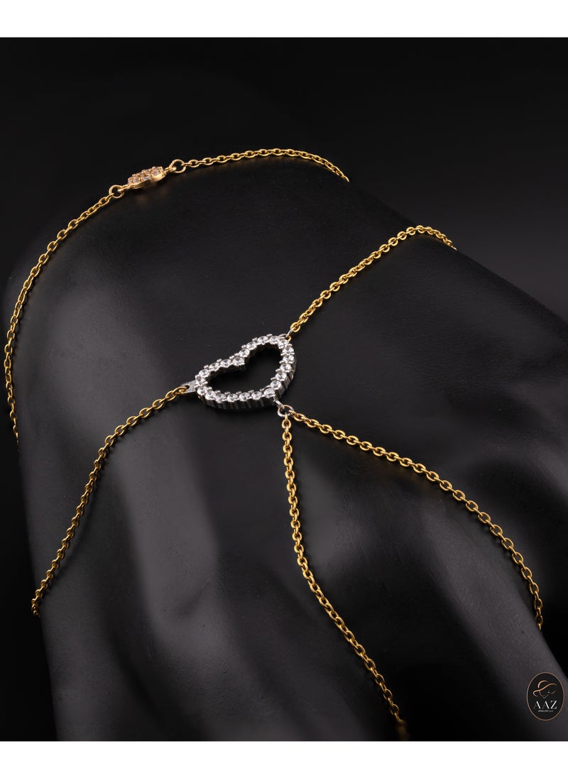 AAZ Jewellery L.L.C - Heart 22K Gold Hand Chain Bracelet - Image 1