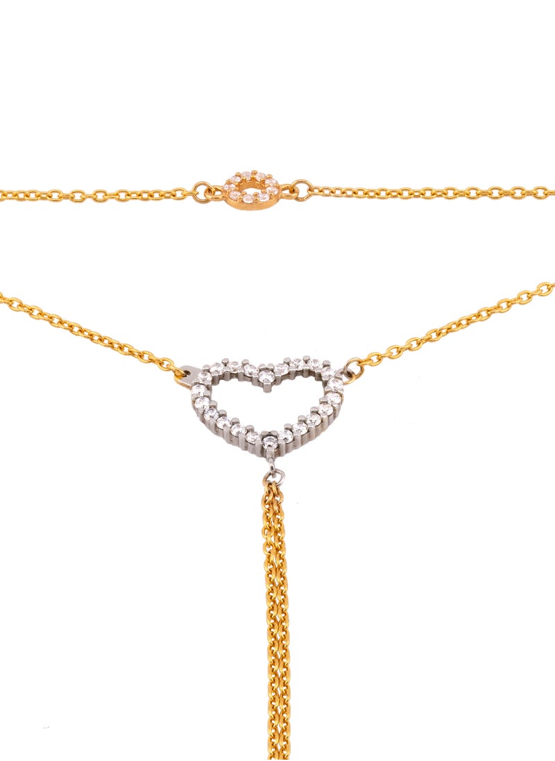 AAZ Jewellery L.L.C - Heart 22K Gold Hand Chain Bracelet - Image 1
