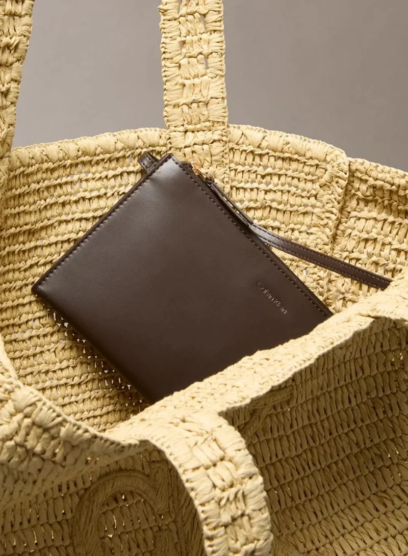 Calvin Klein NATURAL RAFFIA Hand Braided Raffia Tote Bag for Women | Best Price UAE