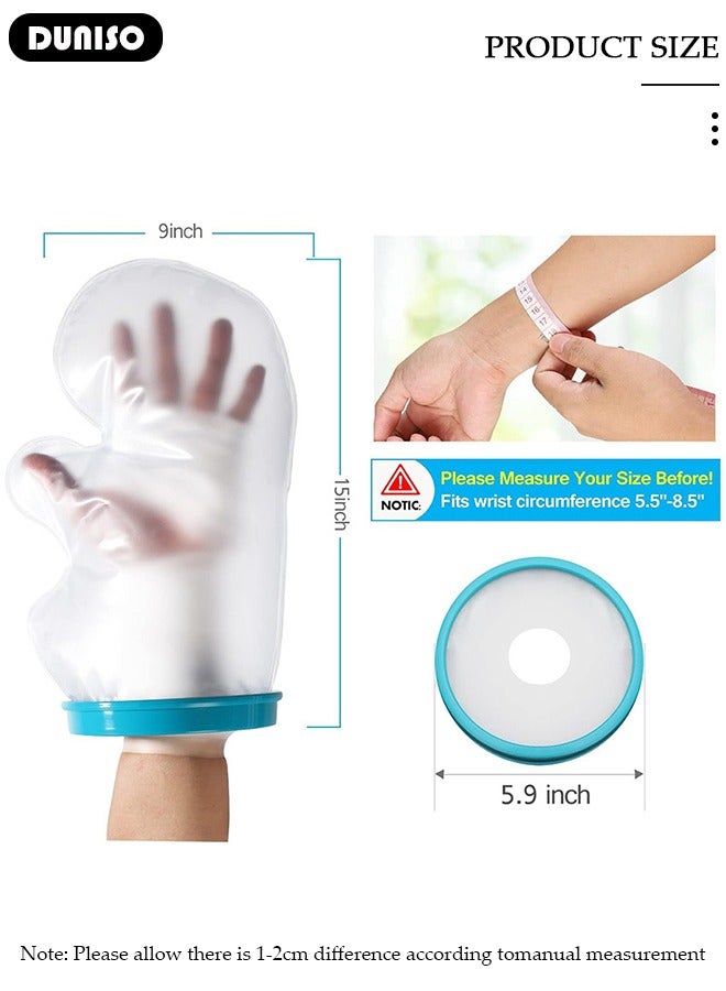 DUNISO Waterproof Hand Cast Cover for Shower Bath, Adult Watertight Wrist Protector, Soft Comfortable Watertight Seal to Keep Wounds Dry, Repeatable Wound Bandage Sleeve Bag for Broken Hand, Fingers, Surgery, Burns - Image 2