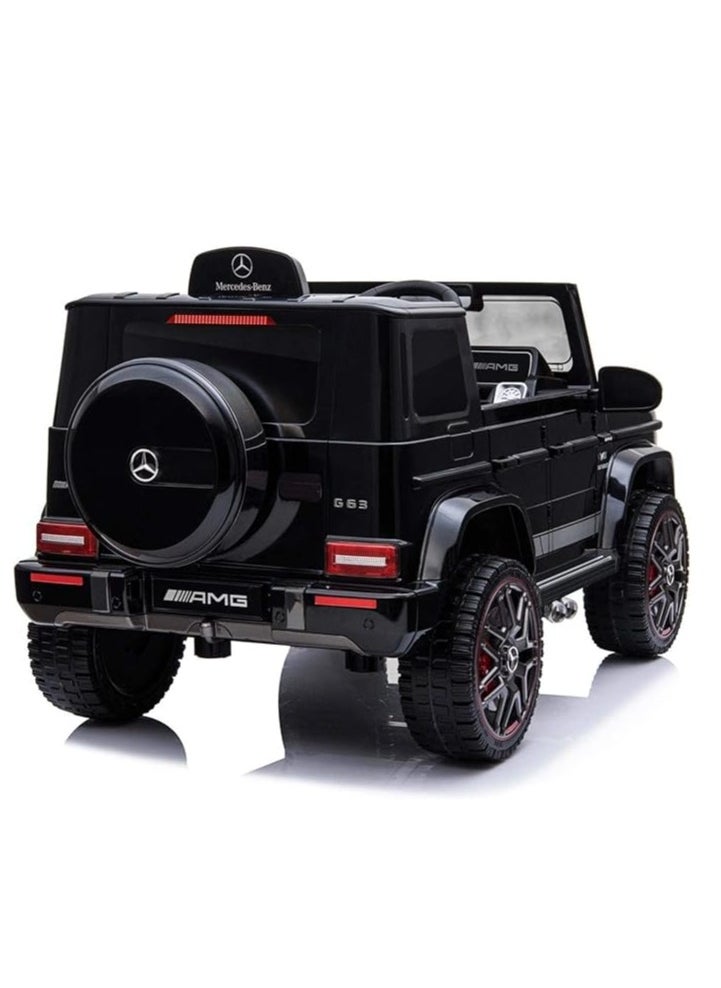 السرعوف الذهبية سيارة ركوب مرخصة من مرسيدس بنز AMG G63 للأطفال | سيارة ركوب كهربائية مع جهاز تحكم عن بعد، وأضواء LED، ومشغل موسيقى USB وتصميم واقعي | سيارة أطفال تعمل ببطارية 12 فولت باللون الأسود  - Image 5