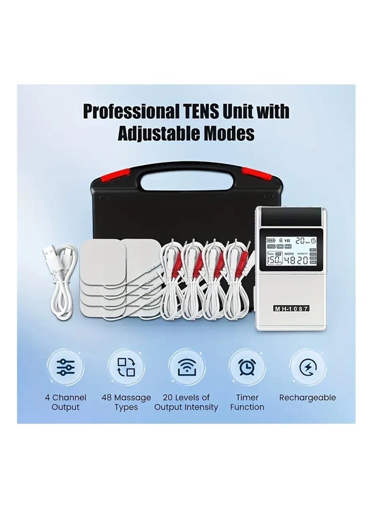 HOMESTAR 48 Modes EMS TENS MASS Machine with 8 TENS Pads, Rechargeable Tens Unit Muscle Stimulator, Meridian Massage Instrument, Pain Relief for Back Neck and Shoulders, Muscle Relaxer, Stim Machine, Electrotherapy - Image 3