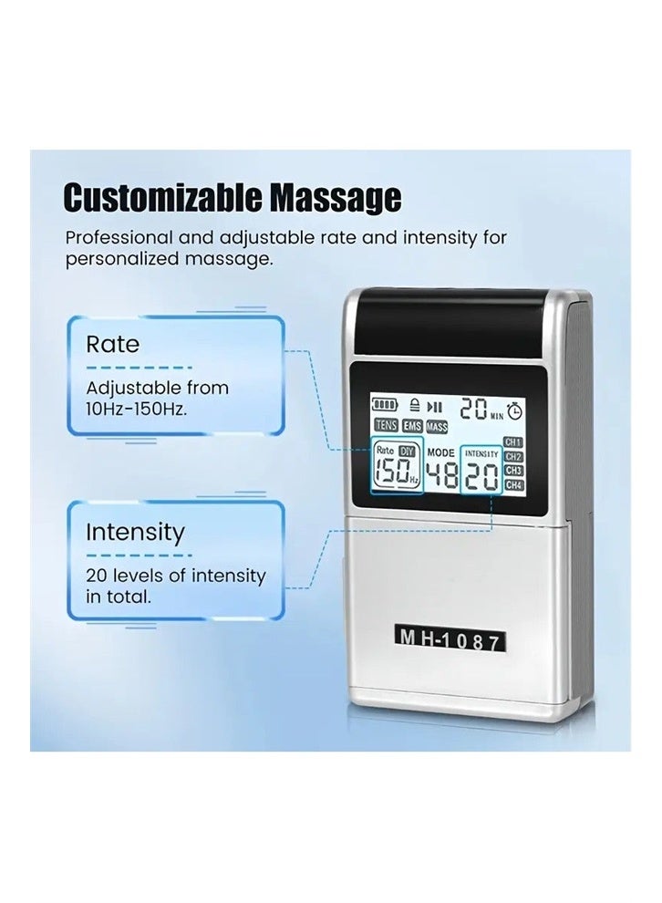 HOMESTAR 48 Modes EMS TENS MASS Machine with 8 TENS Pads, Rechargeable Tens Unit Muscle Stimulator, Meridian Massage Instrument, Pain Relief for Back Neck and Shoulders, Muscle Relaxer, Stim Machine, Electrotherapy - Image 2
