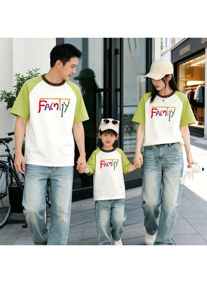 Summer Family Decoration New Pure Cotton Short-sleeved Parin-child Clothing Small Month-old Baby Jayshirt Climbing Clothing Full Moon Photo