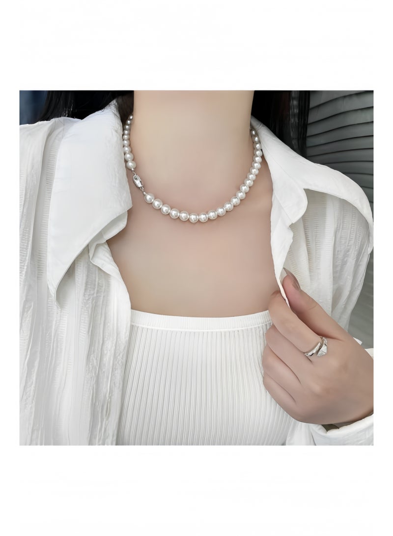 HALAMODO Women's Pearl Necklace High Quality Dainty Pearl Necklace Long Chain Necklaces Jewelry  Gift for Ladies Girls - Image 3