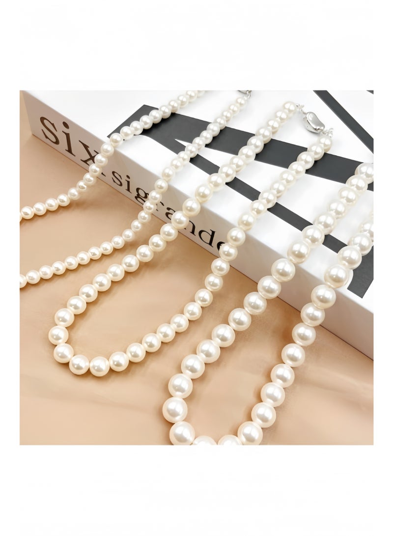 HALAMODO Women's Pearl Necklace High Quality Dainty Pearl Necklace Long Chain Necklaces Jewelry  Gift for Ladies Girls - Image 5