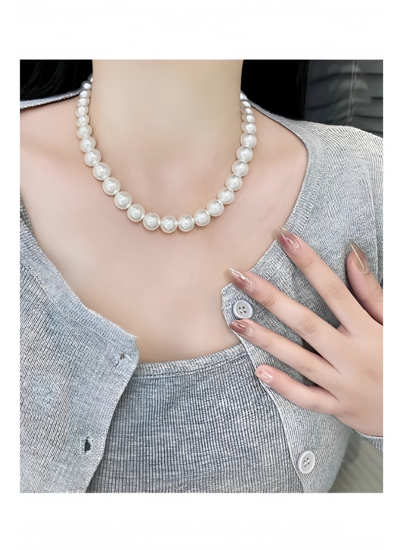 HALAMODO Women's Pearl Necklace High Quality Dainty Pearl Necklace Long Chain Necklaces Jewelry  Gift for Ladies Girls - Image 2