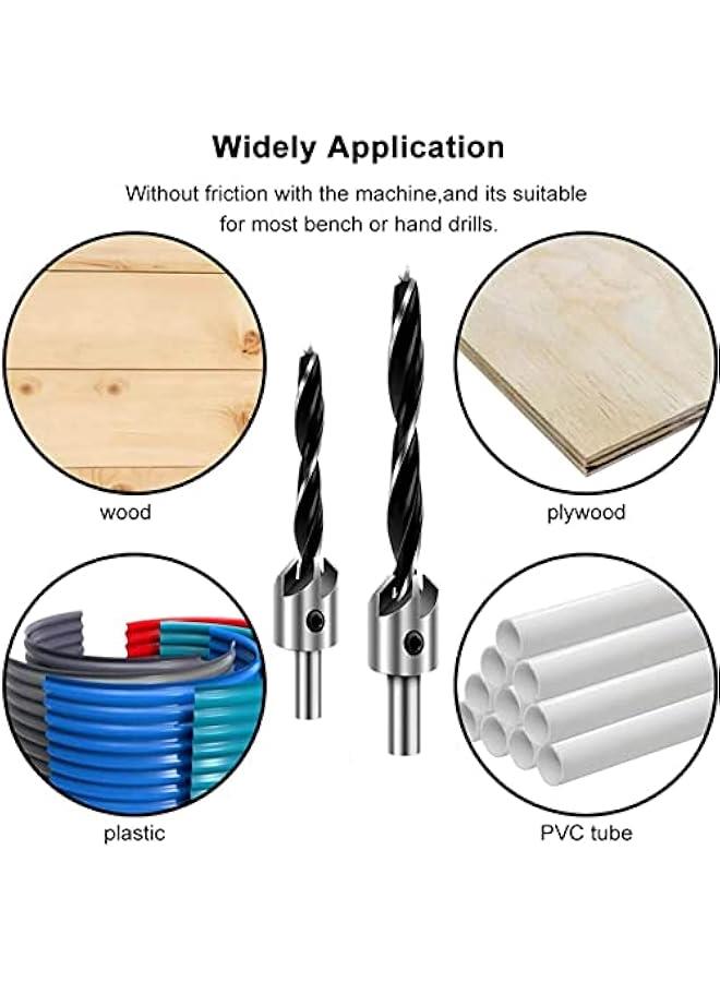 MOXO Countersink Drill Bit Set with Center Punch Seven  for Woodworking Includes Wood Screw Countersink and Pilot Hole Bits Chamfer Bore Sizes from Three to Ten Millimeters with  Hex Key Wrench - Image 4