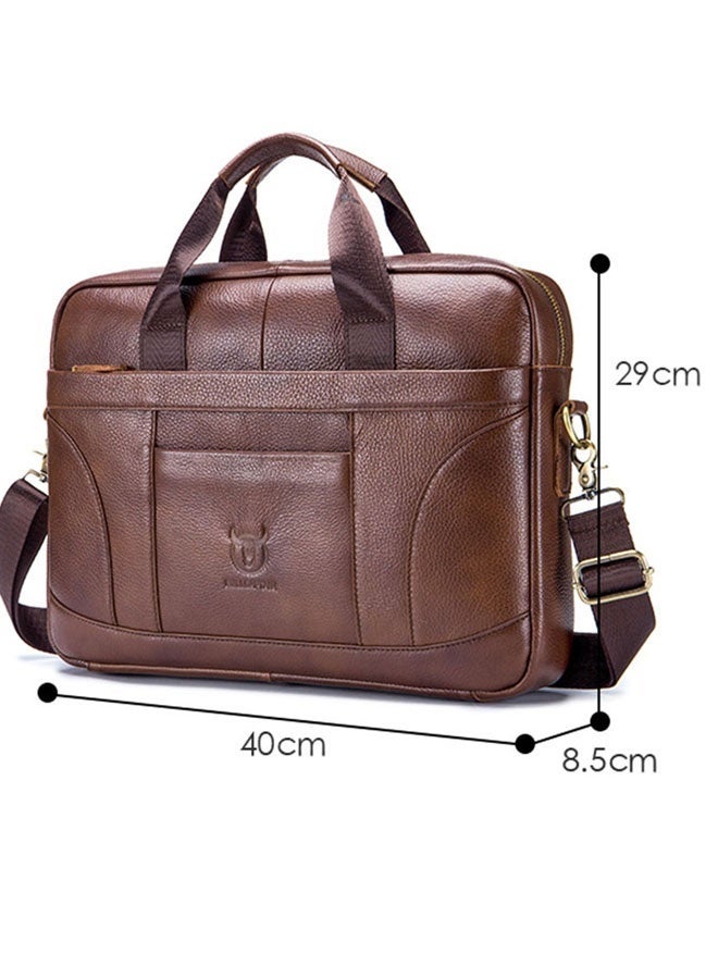 بول كابتن حقيبة الرسول للرجال حقيبة جلد حقيقية 14 بوصة حقيبة الكمبيوتر المحمول البني - Image 3