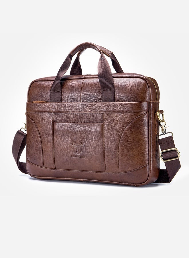 بول كابتن حقيبة الرسول للرجال حقيبة جلد حقيقية 14 بوصة حقيبة الكمبيوتر المحمول البني - Image 1