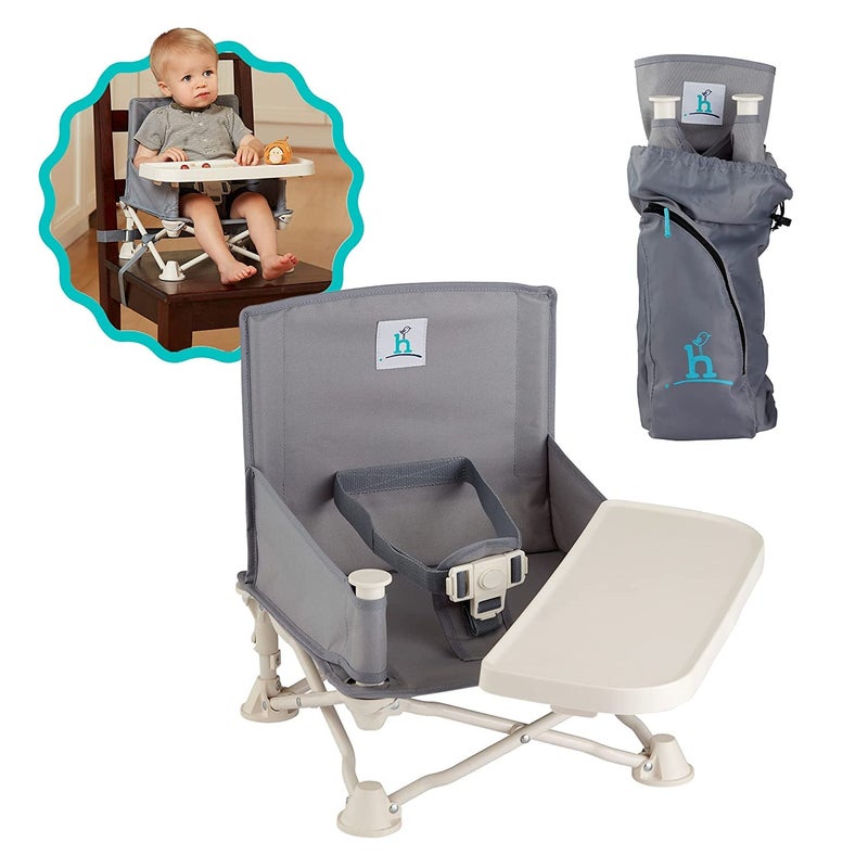 Olpad OmniBoost Travel Booster Seat with Tray for Baby|Folding Portable Baby Booster Seat for Dining Table|Tip-Free Design Straps to Kitchen Chairs (Travel Booster Seat with Tray for Baby, grey) - Image 5