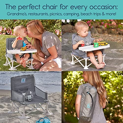 Olpad OmniBoost Travel Booster Seat with Tray for Baby|Folding Portable Baby Booster Seat for Dining Table|Tip-Free Design Straps to Kitchen Chairs (Travel Booster Seat with Tray for Baby, grey) - Image 3