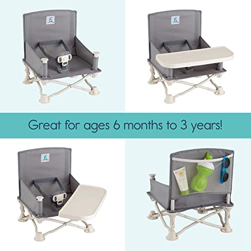 Olpad OmniBoost Travel Booster Seat with Tray for Baby|Folding Portable Baby Booster Seat for Dining Table|Tip-Free Design Straps to Kitchen Chairs (Travel Booster Seat with Tray for Baby, grey) - Image 2