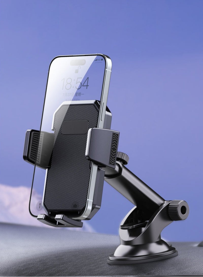 HouDeOS Universal Suction Cup Car Phone Mount For Dashboard Windshield Mobile Holder Car With Heat Resistant Strong Suction Cup Car Phone Mount Compatible With iPhone 15 14 13 Black - Image 1