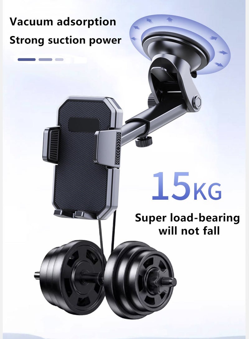 HouDeOS Universal Suction Cup Car Phone Mount For Dashboard Windshield Mobile Holder Car With Heat Resistant Strong Suction Cup Car Phone Mount Compatible With iPhone 15 14 13 Black - Image 3