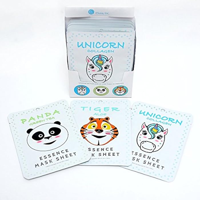 E5 Animal Print Sheet Mask (Panda, Tiger, Unicorn) 12pcs - Image 1