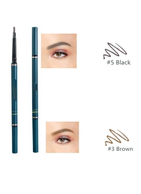 2 Packs Thin Triangular Eyebrow Pencil With Brush   Waterproof Makeup Eyebrow Micro Brow Pencil Ultra-Fine Pencil Color Black And Brown