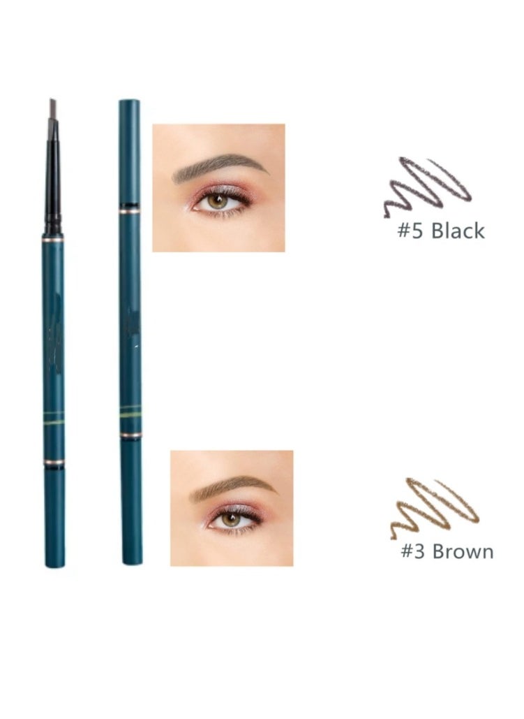 2 Packs Thin Triangular Eyebrow Pencil With Brush   Waterproof Makeup Eyebrow Micro Brow Pencil Ultra-Fine Pencil Color Black And Brown