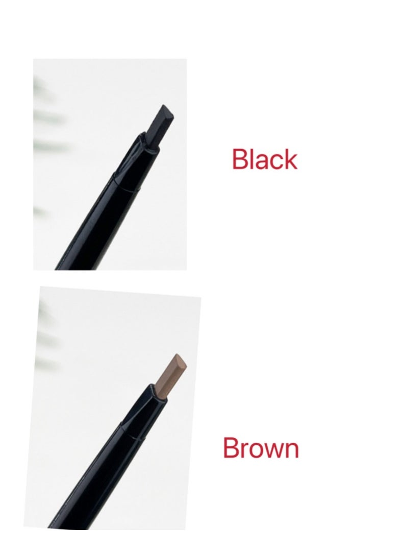 2 Packs Thin Triangular Eyebrow Pencil With Brush   Waterproof Makeup Eyebrow Micro Brow Pencil Ultra-Fine Pencil Color Black And Brown