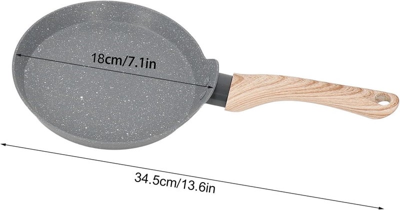 مقلاة طهي غير لاصقة من aqxreight بمقبض خشبي وسبيكة ألومنيوم، سريعة التسخين، مناسبة للبيت والتخييم (لون رمادي، حجم صغير) - Image 2