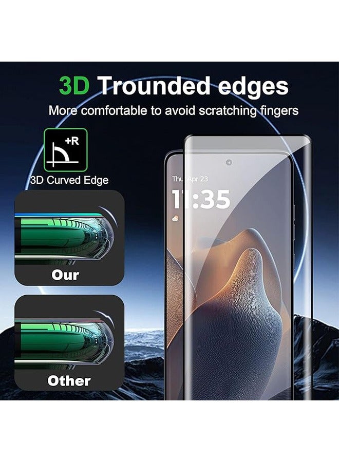 2 Pcs Motorola Moto Edge 60 Pro 5G Screen Protector, With 1 Set Camera Protective Film, 9H Tempered Glass Screen Protector for Motorola Moto Edge 60 Pro 5G, Full Coverage Bubble-Free Tempered Film, Anti-Scratch Film - Image 2