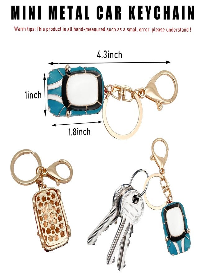 Sylvil Car Model Rhinestone Keychain, Creative Car Shape Keyring, 3D Metal Key Chain Gift for Men Women, Car Accessories (Lake Blue) - Image 2