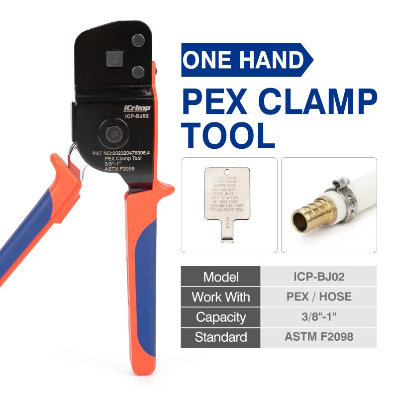 Icrimp Icp-Bj02 Pex Clamp Cinch Tool  One Handed Pex Crimping Tool For Pinching 3/8-In  1/2-In  3/4-In  1-In Pex Clamp Rings  Patented - Image 2