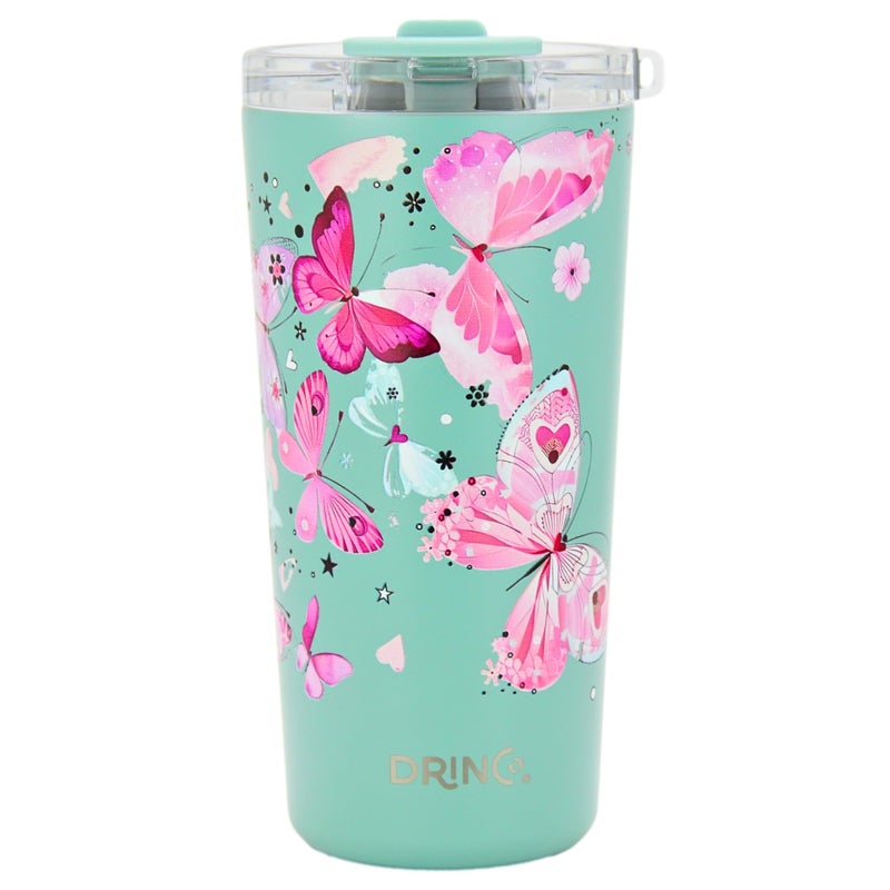 Drinco - 20 oz Stainless Steel Tumbler | Double Walled Vacuum Insulated Mug With Lid, 2 Straws, For Hot & Cold Drinks (20oz Butterfly) - Image 1