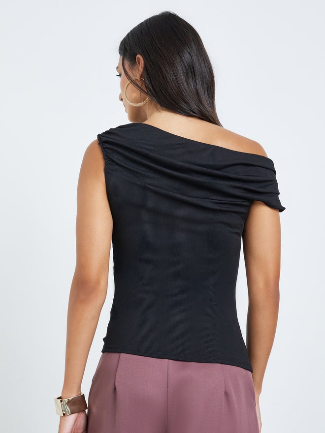 Styli Black Sleeveless Draped Knit Top - Image 5
